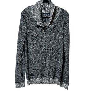 Vtg Point Zero sweater ,men M. chunky knit ,toggle ,cotton 100%, Colorblock,EC
